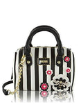 3D Bee Mini Crossbody Satchel Bag Black/White Stripes