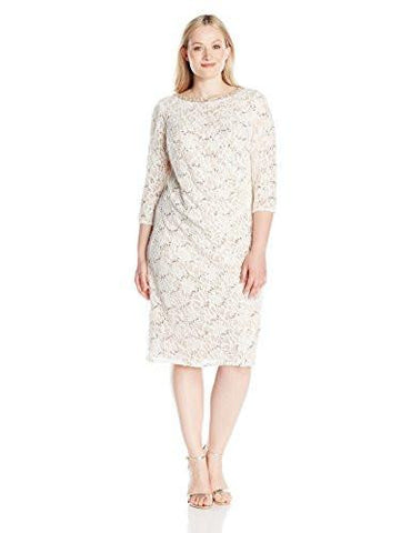 Jessica Howard Plus Size Lace Sheath Dress, Cream/Multi, 16W