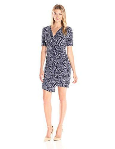 Crossover Drape Dress, Print, M