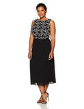 Jessica Howard Plus Size Sleeveless Dress Accordian Pleats, Black/Ivory, 14W