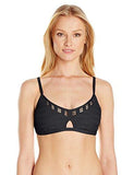 Kenneth Cole York Tough Luxe Crochet Stripe Bra Bikini Top With Key Hole Black Large