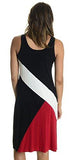 Sleeveless Colorblock Dress In Black/White/Red, Medium