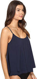 Michael Michael Kors Chain Solids Layed Tankini Top Navy Swimsuit Top