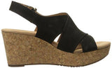Annadel Fareda Wedge Sandal Black Nubuck 8 M Us