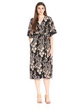 Ornate Flower Print Gown, Black, 6
