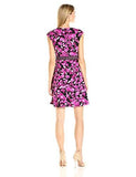 Ikat Rose Border Print Texture Fit And Flare, Black/Cerise, 6