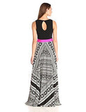 Scarf Print Maxi With Sash, Black/Ivory, 4