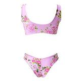 Mooskini Two Piece Floral Print Bikini Set Padded Bathing Suit Swimsuit S Pink