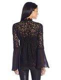 Cynthia Lace Bell Sleeve Top, Black, 6
