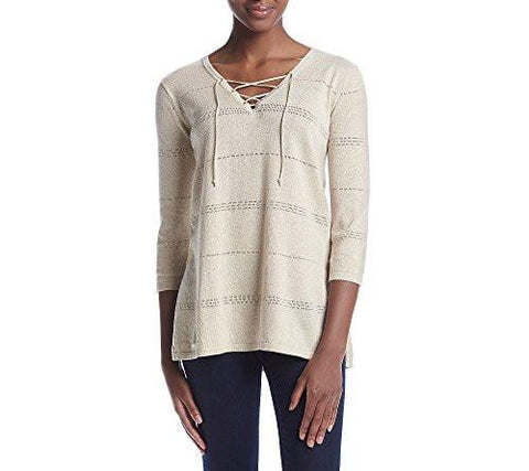 Lace Up Pattern Sweater Linen XLarge