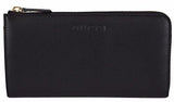Black Calf Leather Logo Zip Around Wallet