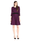 Geo Print Sweater Dress, Black/Violet, Large