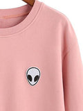 Sweatyrocks Sweatshirt Pink Alien Patch Drop Shoulder Long Sleeve Shirt M