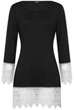 Creti Fashion Casual Lace Long Sleeve Tunic Dress T Shirt Dress