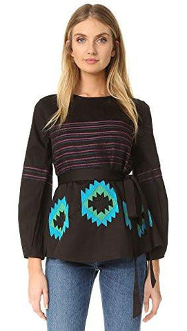 Embroidered Top, Black, Small