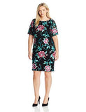 Eliza J Plus Size Elbow Sleeve Lace Sheath, Black, 22W