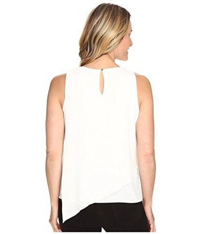 Vince Camuto Sleeveless Asymmetrical Layered Blouse Ivory Blouse