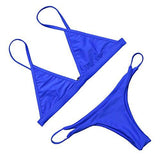 Mooskini Black Blue Red White Bikini Twopiece Brazilian Bottom Bathing Suit S Blue