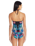 Kenneth Cole York Tropical Tendencies Lattice One Piece Swimsuit Black L