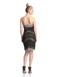 Strapless Sequined Embellished Cocktail Dress, Black Gold, 10