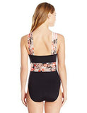 Kenneth Cole York Sweet Sakura Cross Strap Neck One Piece Swimsuit Black S