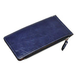 Noedy Thin Multi Card Case Organizer Wallet With Zipper Pocket Dark Blue