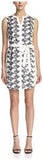 Taylor Button Down Dress, White/Navy, 8 Us