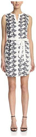 Taylor Button Down Dress, White/Navy, 8 Us