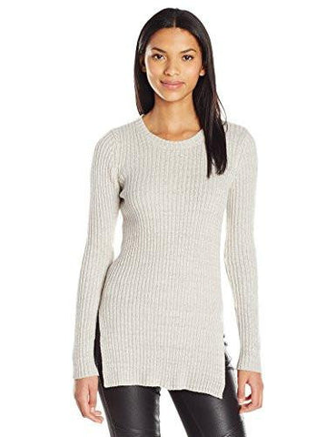 Bcbgeneration Rib Crewneck Tunic Light Heather Grey Xsmall