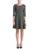 Taylor Dresses Novelty Jacquard Fit And Flare Dress, Black/Ivory, 10