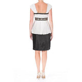 S Satin Pleated Cocktail Dress BlackIvory 6