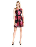 Taylor Dresses Shantung Burnout Floral Fit And Flare Dress, Crimson Cherry, 8