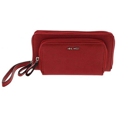Nine West Table Treasures Faux Leather Zip Around Clutch Wallet Red