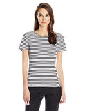 Short Sleeve Striped Knit Tee Whiteblack M