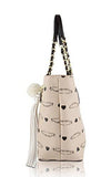 Betsey Johnson Star Stud Hanging Tassel Tote Shoulder Handbag Sand