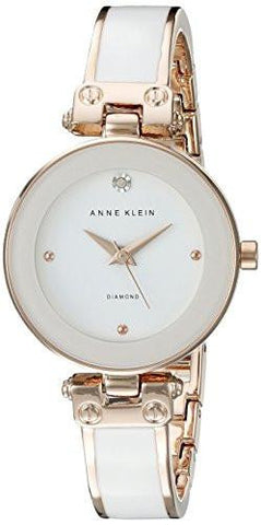 Diamondaccented Dial White And Rose Goldtone Bangle Watch