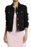 Themogan Distressed Ripped Black Dyed Slim Fit Denim Jacket Black M