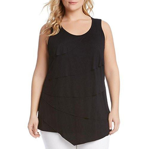 Plus Tiered Sleeveless Tank Top Black 1X