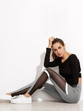 Sweatyrocks Color Block High Waisted Mesh Athletic Leggings For Yoga Gym Workout S