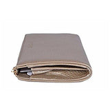 Pebbled Leather Quarter Zip Wallet 332747 9504 Metallic Golden Beige