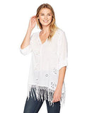 Fringed Embroidered Tunic, Off White, L