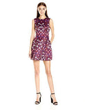 Folky Floral Printed Duchess Satin Bombe Dress, Burgundy, 4
