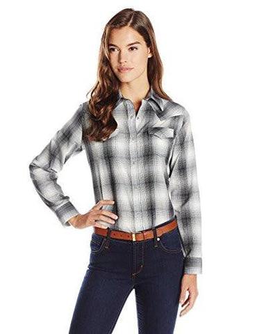 Western Fashion Shirts, Black Plaid, XLarge
