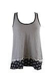 Maison Jules Chiffon Trim Striped Tank Top Navy M