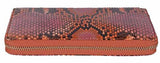 Python Snakeskin Bamboo Zip Around Wallet Vibrant Orange