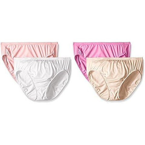 Ellen Tracy Microfiber Hi Cut Brief Panty Pack, Pink/White/Violet/Natural, 7