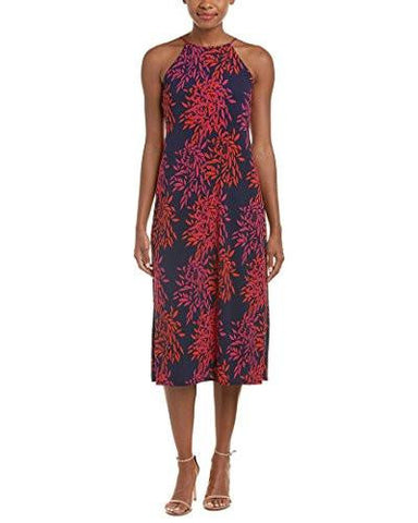 Jersey Midi Fern Print Slip, Navy Fuchsia, 4