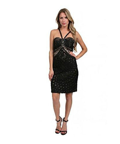 Applique Cocktail Dress N1219 6, Black
