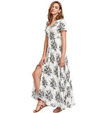 Milumia Button Up Split Floral Print Flowy Party Maxi Dress White Xxl