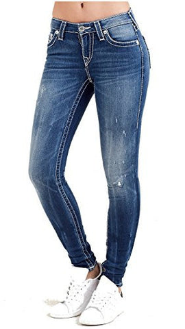 True Religion Curvy Skinny Leg Big T Rainbow Horseshoe Jeans In Sierra Blue 28, Sierra Blue